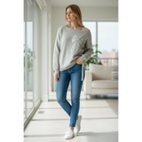 Wild Flower - Ladies - Bow Embroidered Jumper - Beige - Wildvine Clothing, Spalding, Lincolnshire