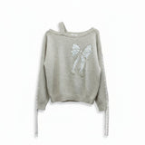 Wild Flower - Ladies - Bow Embroidered Jumper - Beige M L - Wildvine Clothing, Spalding, Lincolnshire