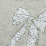 Wild Flower - Ladies - Bow Embroidered Jumper - Beige - Wildvine Clothing, Spalding, Lincolnshire