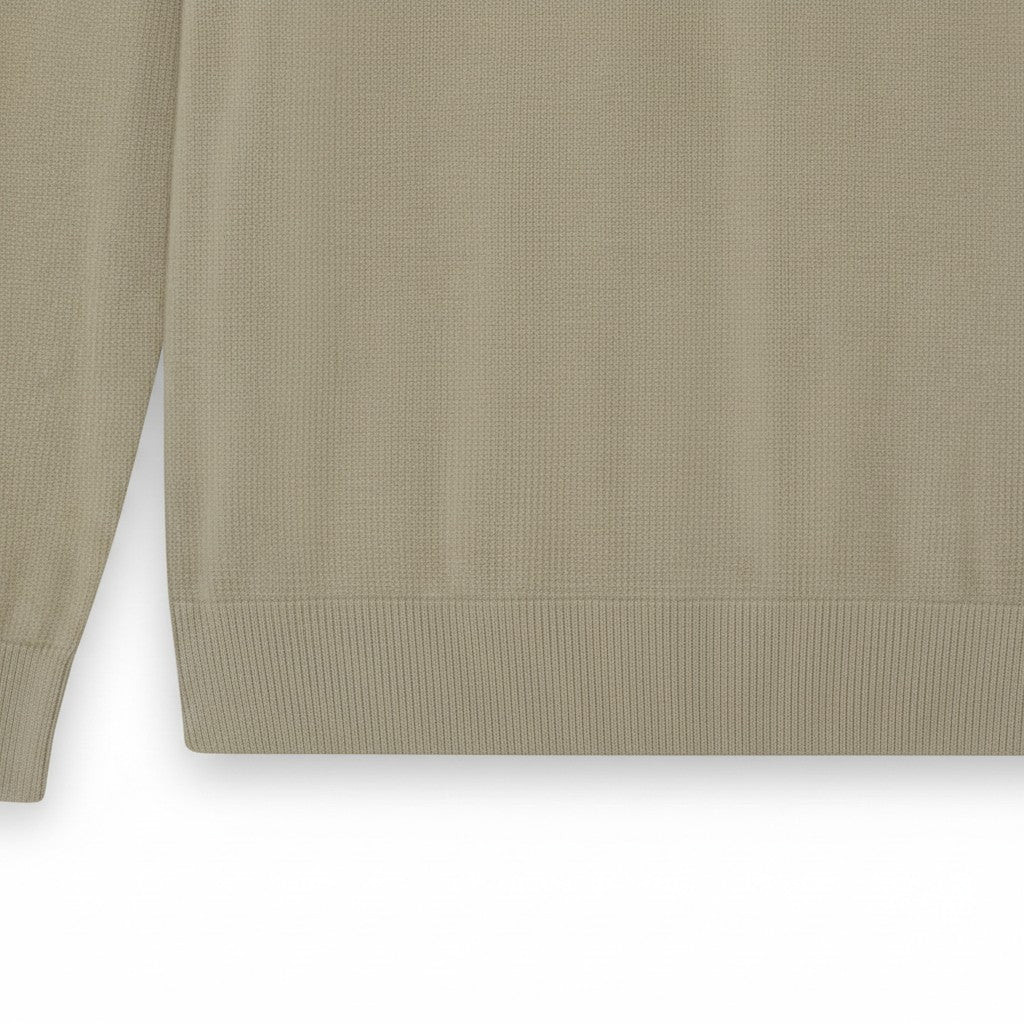 WILDVINE Clothing Co. sandstorm beige merino wool knit jumper with ribbed hem detail