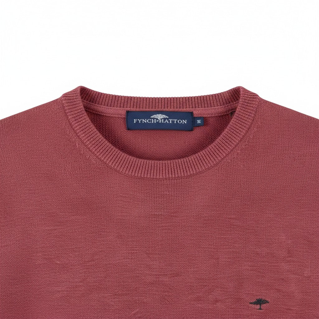 Fynch-Hatton - Mens Knitwear - O-Neck, Superfine - Berry - Wildvine Clothing, Spalding, Lincolnshire