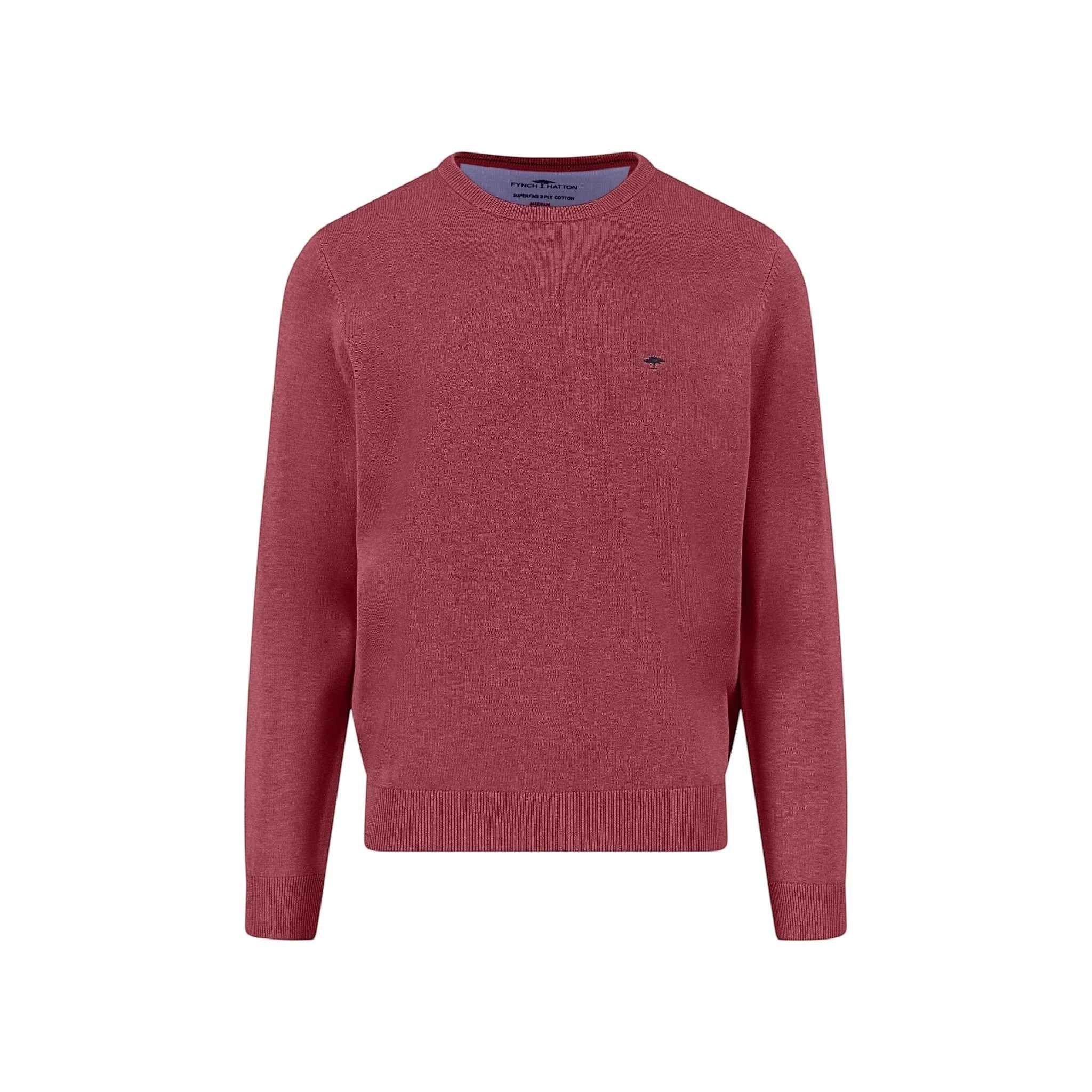 Fynch-Hatton - Mens Knitwear - O-Neck, Superfine - Berry - Wildvine Clothing, Spalding, Lincolnshire