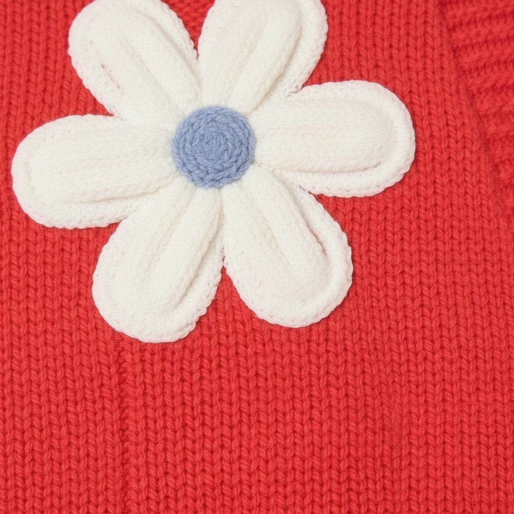 Wild Flower - Ladies - Flocking Daisy Open Knit Cardigan - Berry - Wildvine Clothing, Spalding, Lincolnshire