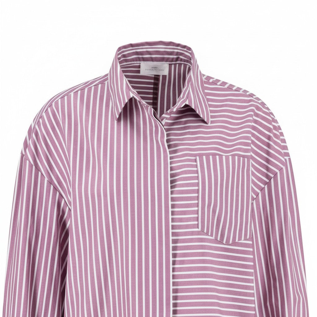 Fynch-Hatton - Ladies Blouse - Asym Stripe - Berry Rose 492 - Wildvine Clothing, Spalding, Lincolnshire