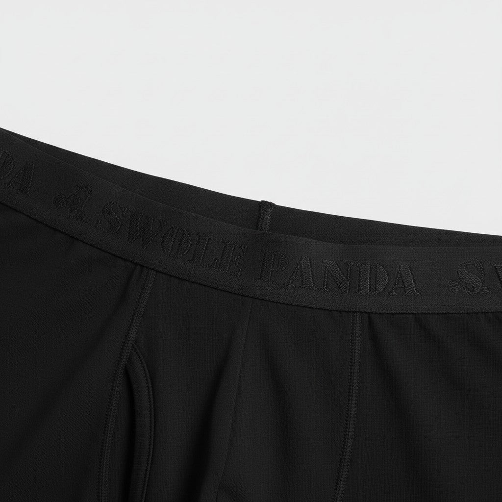 Swole Panda - Mens Bamboo Boxers - Black / Black Band - Wildvine Clothing, Spalding, Lincolnshire