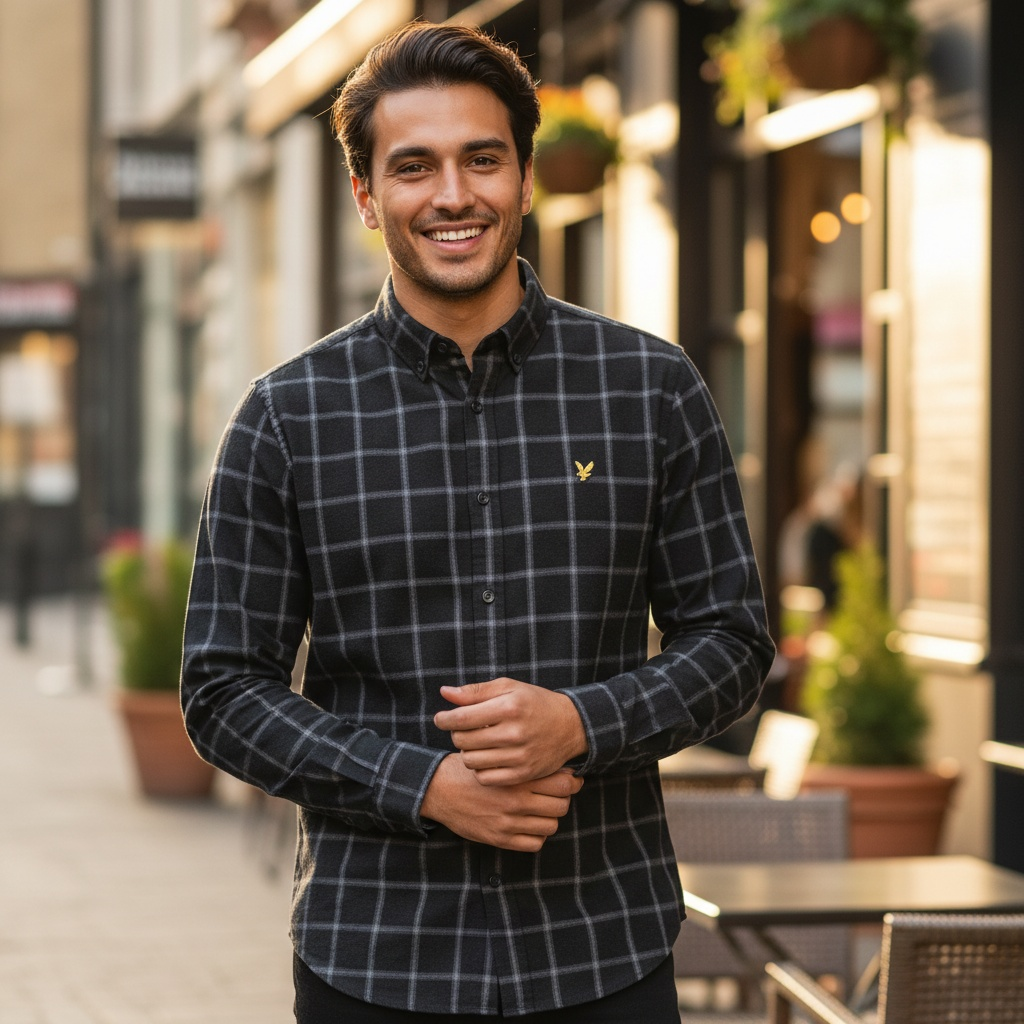 Lyle & Scott - Mens Broad Windowpane Check Shirt - Jet Black - LW2522V Z865 - Wildvine Clothing, Spalding, Lincolnshire