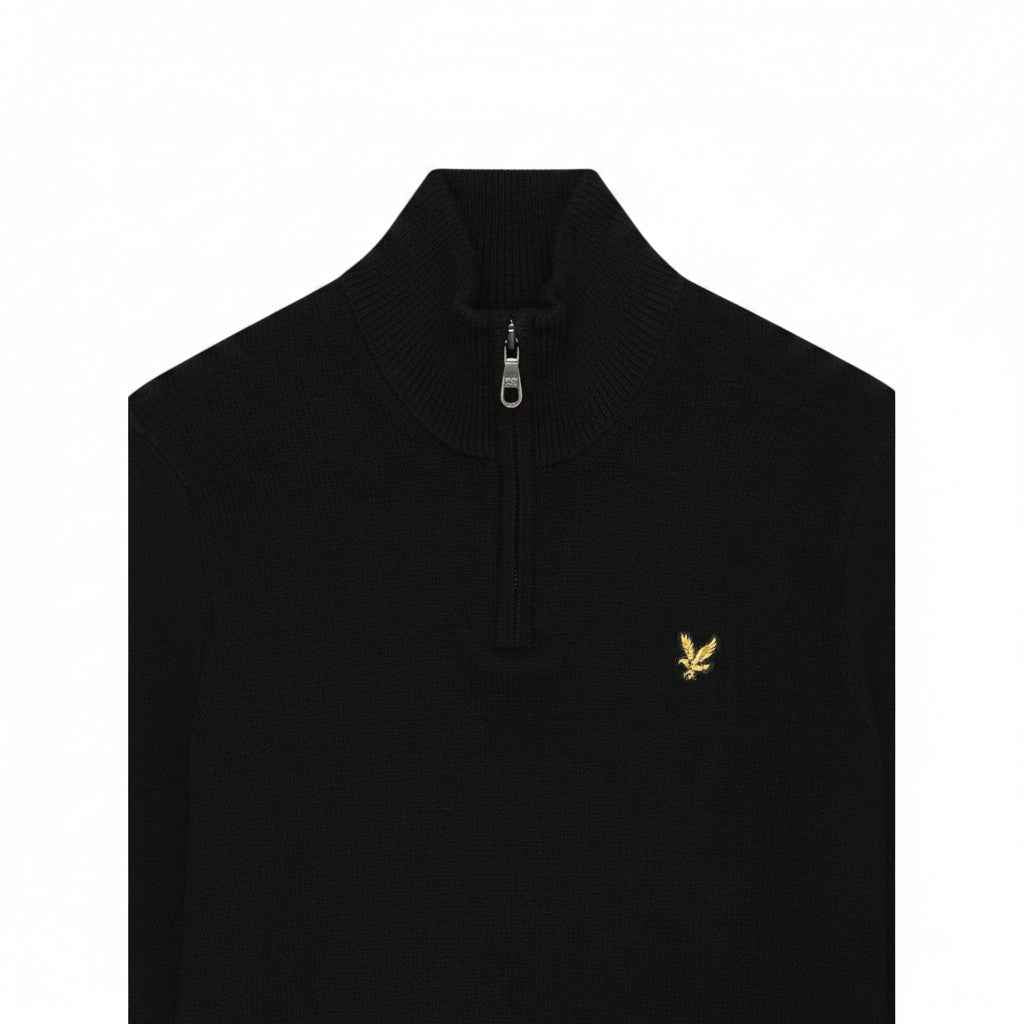 Lyle & Scott - Mens Cotton Merino Quarter Zip Jumper - Jet Black Z865 - Wildvine Clothing, Spalding, Lincolnshire