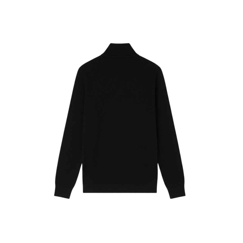 Lyle & Scott - Mens Cotton Merino Quarter Zip Jumper - Jet Black Z865 - Wildvine Clothing, Spalding, Lincolnshire