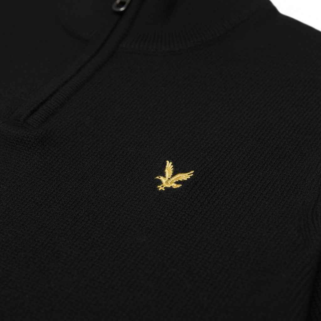 Lyle & Scott - Mens Cotton Merino Quarter Zip Jumper - Jet Black Z865 - Wildvine Clothing, Spalding, Lincolnshire