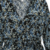 Misumi - Ladies -V Neck Wrap - Long Sleeve - Midi Dress - Black / Pattern - Wildvine Clothing, Spalding, Lincolnshire