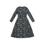 Misumi - Ladies -V Neck Wrap - Long Sleeve - Midi Dress - Black / Pattern - Wildvine Clothing, Spalding, Lincolnshire