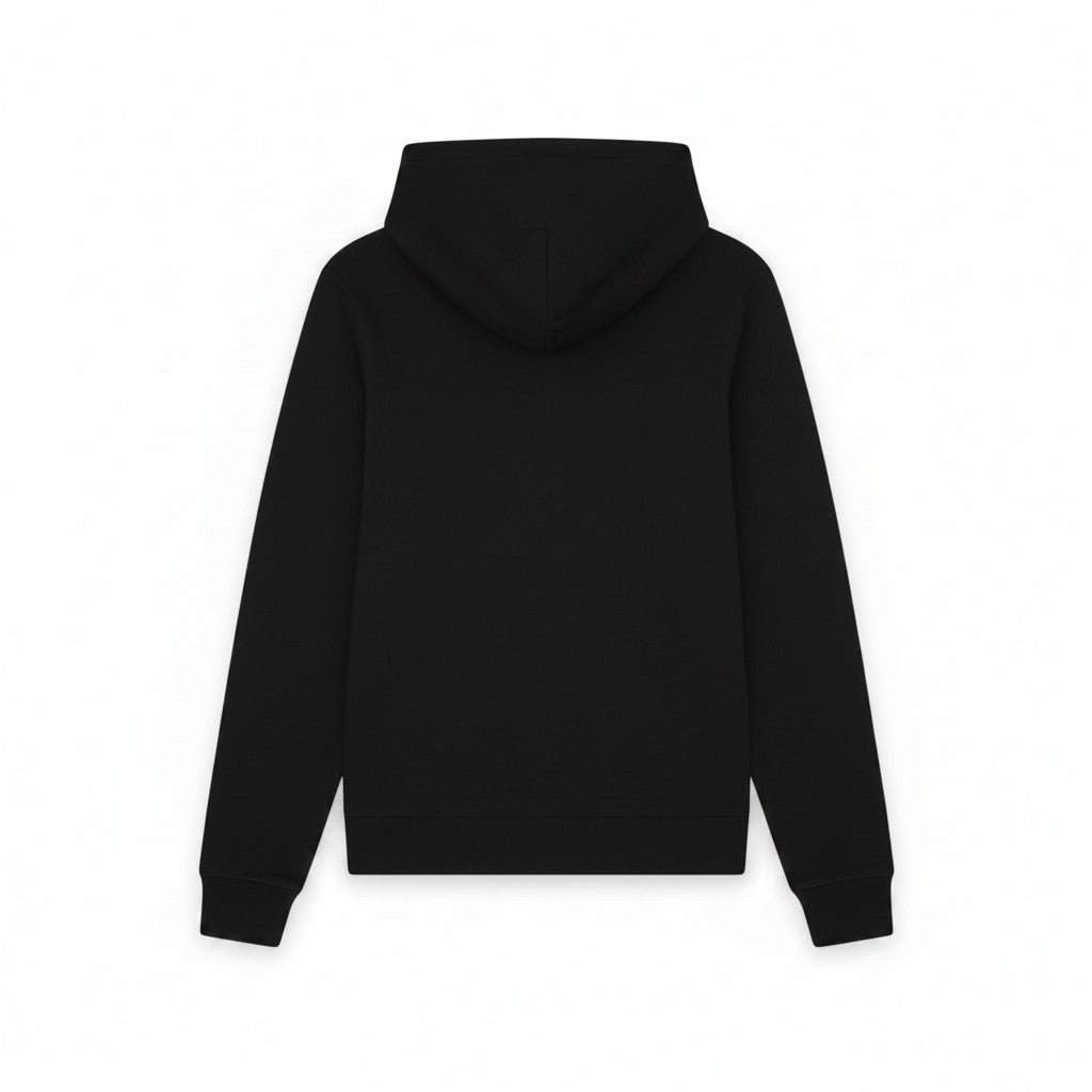 WILDVINE Clothing Co. black superfine knitted zip-through hoodie viewed from the back