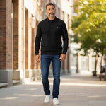 Lyle & Scott - Mens Cotton Merino Long Sleeve Knitted Polo - Jet Black Z865 - Wildvine Clothing, Spalding, Lincolnshire