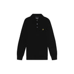 Lyle & Scott - Mens Cotton Merino Long Sleeve Knitted Polo - Jet Black Z865 - Wildvine Clothing, Spalding, Lincolnshire