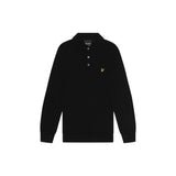 Lyle & Scott - Mens Cotton Merino Long Sleeve Knitted Polo - Jet Black Z865 - Wildvine Clothing, Spalding, Lincolnshire