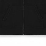 WILDVINE Clothing Co. black superfine knitted zip-through hoodie with front pockets and ribbed hem detail.