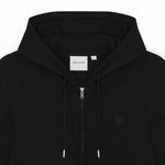WILDVINE Clothing Co. black superfine knitted zip-through hoodie with drawstring hood and embroidered logo detail