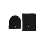 Lyle & Scott - Mens - Lambswool Blend Scarf & Beanie Set - Jet Black Z865 - Wildvine Clothing, Spalding, Lincolnshire