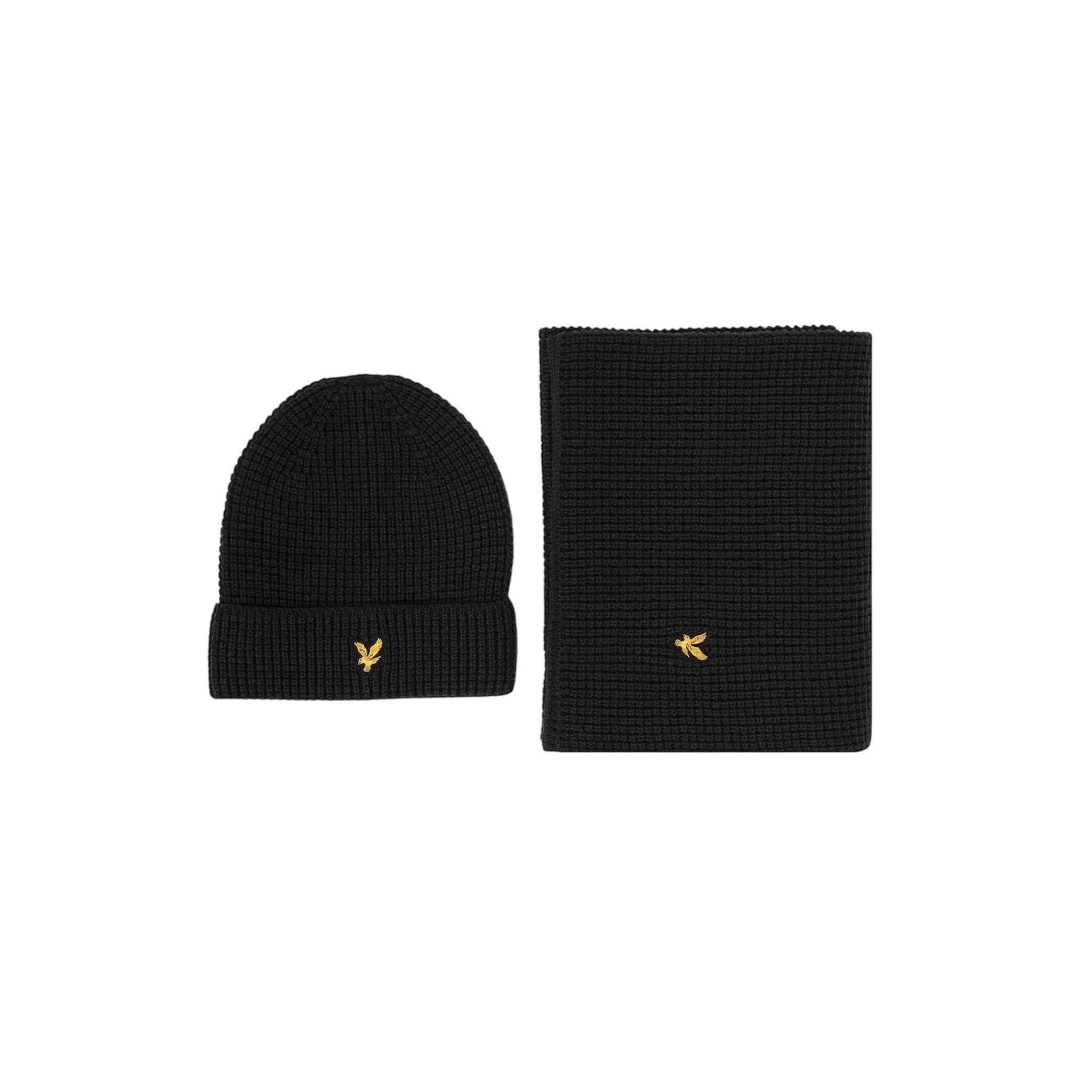 Lyle & Scott - Mens - Lambswool Blend Scarf & Beanie Set - Jet Black Z865 - Wildvine Clothing, Spalding, Lincolnshire