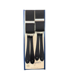 Hunt & Holditch - Mens - Plain Black Braces - Silver Fit-Black Leather - One Size - Wildvine Clothing, Spalding, Lincolnshire