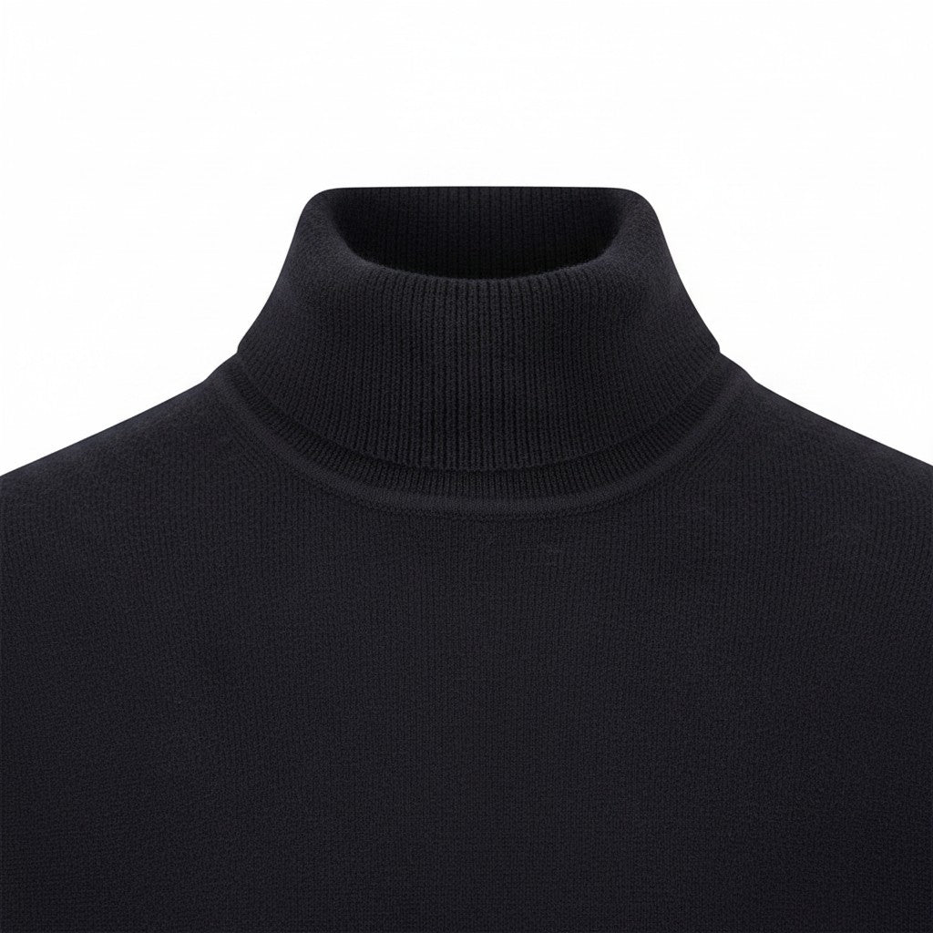 Fynch-Hatton - Mens Knitwear - Rollneck, Merino - Black 999 - Wildvine Clothing, Spalding, Lincolnshire