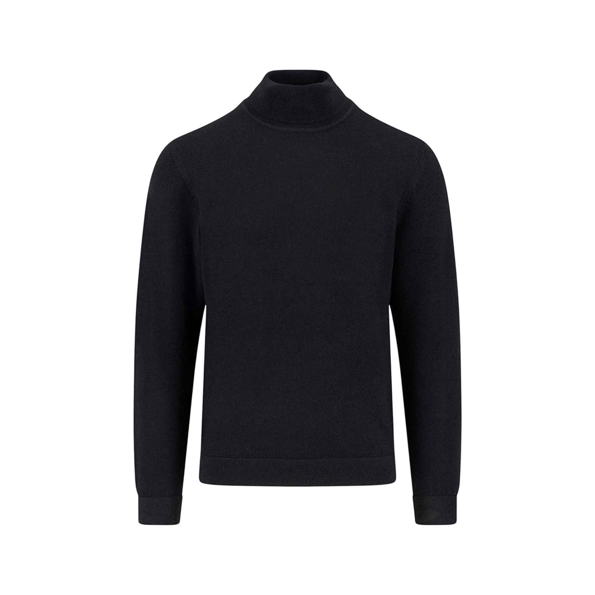 Fynch-Hatton - Mens Knitwear - Rollneck, Merino - Black 999 - Wildvine Clothing, Spalding, Lincolnshire