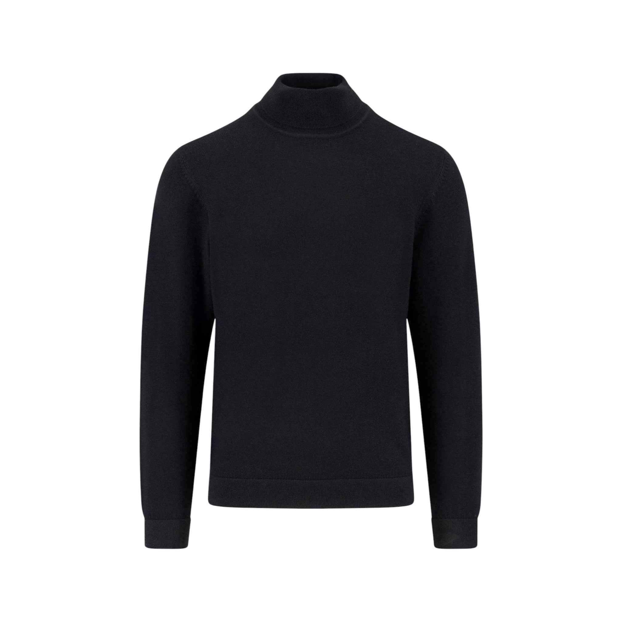 Fynch-Hatton - Mens Knitwear - Rollneck, Merino - Black 999 - Wildvine Clothing, Spalding, Lincolnshire