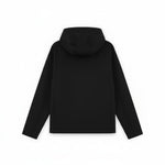 WILDVINE Clothing Co. black nylon zip-through hooded jacket, back view of a minimalist lightweight windbreaker.