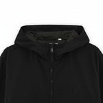WILDVINE Clothing Co. black nylon zip-through hooded jacket with a minimalist design and tonal logo detail.