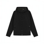 WILDVINE Clothing Co. black nylon zip-through hooded jacket with side pockets and tonal logo detailing.