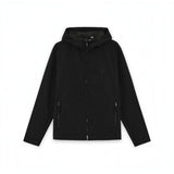 WILDVINE Clothing Co. black nylon zip-through hooded jacket with side pockets and tonal logo detailing.