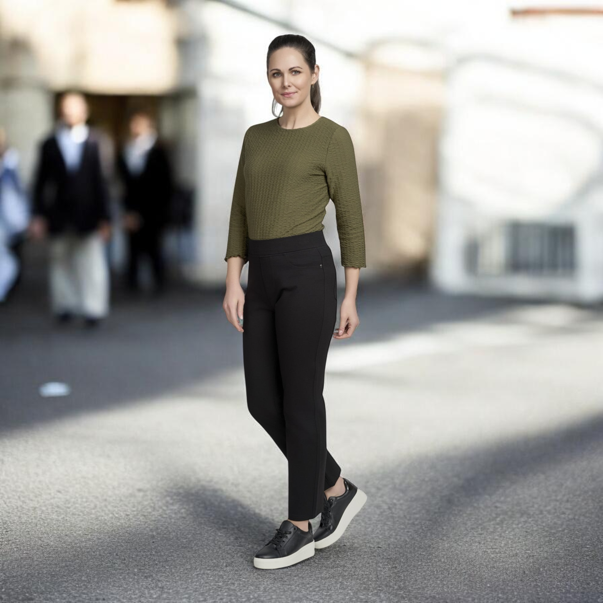 Pinnns - Ladies Ponte Jean Style Pull Up Trouser - Black 280T - Wildvine Clothing, Spalding, Lincolnshire