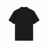 Back view of a jet black Lyle & Scott quarter zip polo shirt from WILDVINE Clothing Co. featuring short sleeves.