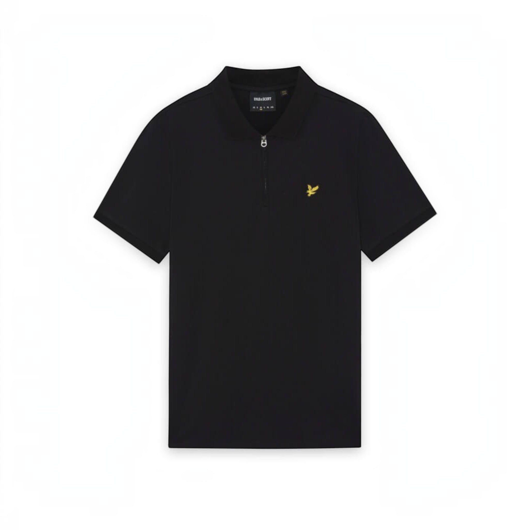 WILDVINE Clothing Co. jet black Lyle & Scott quarter zip polo shirt with signature yellow eagle logo on chest