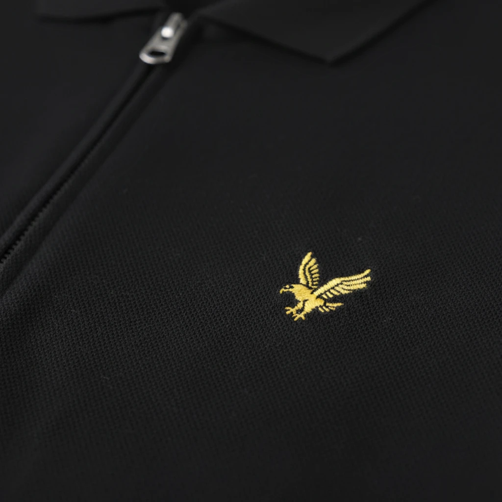 WILDVINE Clothing Co. Lyle & Scott jet black quarter zip polo shirt with signature yellow eagle logo embroidery