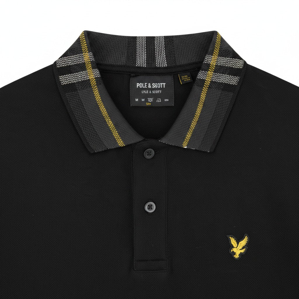 Lyle & Scott - Mens Tartan Collar Polo Shirt - Jet Black - SP2403V Z865 - Wildvine Clothing, Spalding, Lincolnshire
