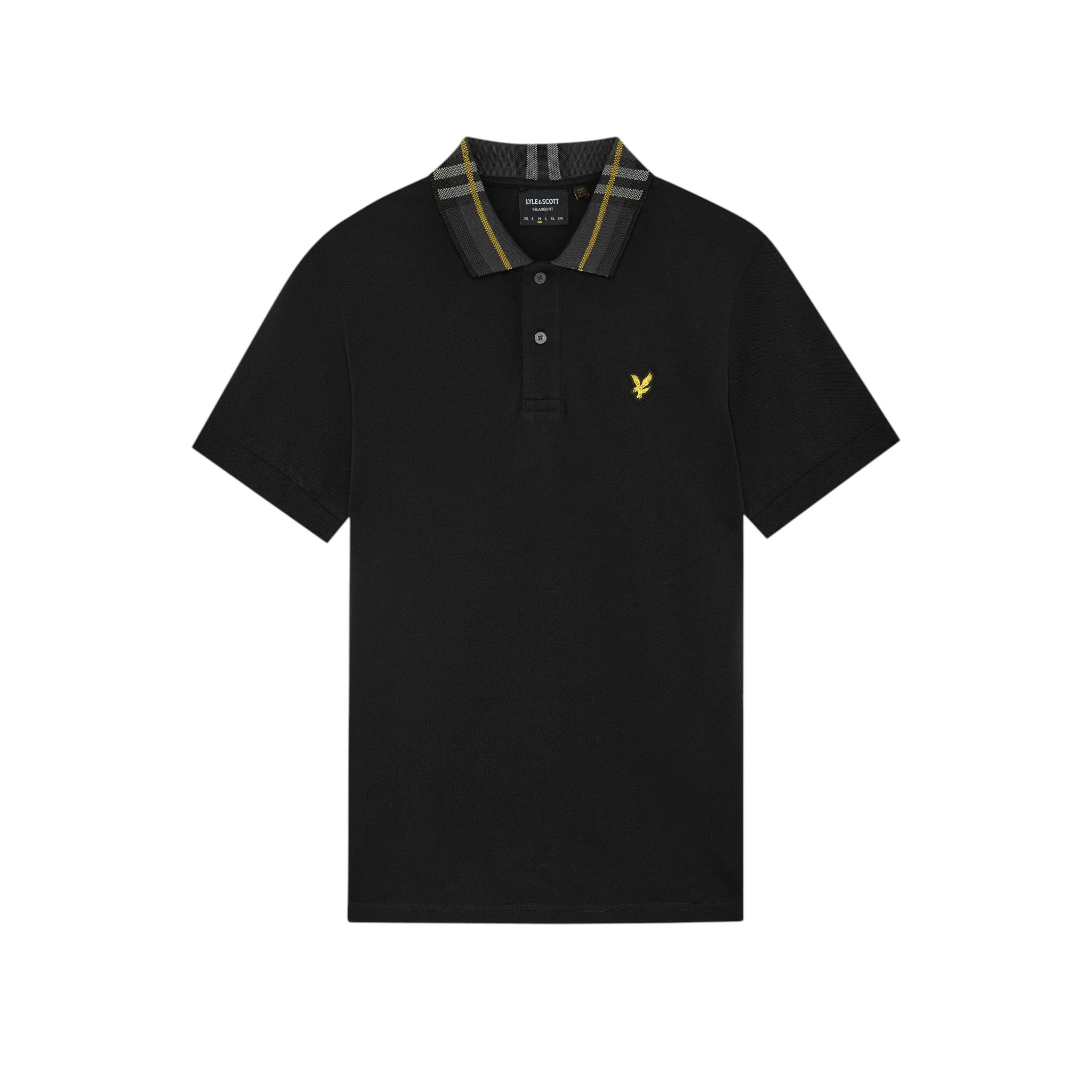 Lyle & Scott - Mens Tartan Collar Polo Shirt - Jet Black - SP2403V Z865 - Wildvine Clothing, Spalding, Lincolnshire