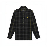 WILDVINE Clothing Co. Lyle & Scott jet black fine-wale corduroy shirt featuring a subtle tartan pattern and golden eagle.