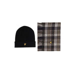 Lyle & Scott - Mens Lambswool Blend Scarf and Beanie Hat Set - Blue Night Y050 - Wildvine Clothing, Spalding, Lincolnshire