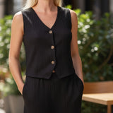 QED London - Ladies - Textured Waistcoat & Trouser Set - Wildvine Clothing, Spalding, Lincolnshire