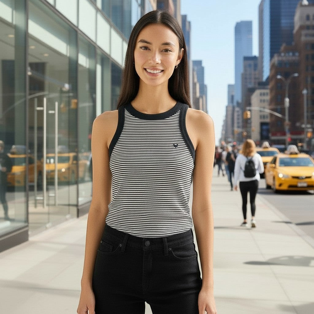 Wrangler Womens Top – Ringer Tank - Black - Wildvine Clothing, Spalding, Lincolnshire