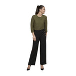 Pinnns - Ladies Wide Leg Jersey Trouser with Button feature - Chocolate 659T - Wildvine Clothing, Spalding, Lincolnshire