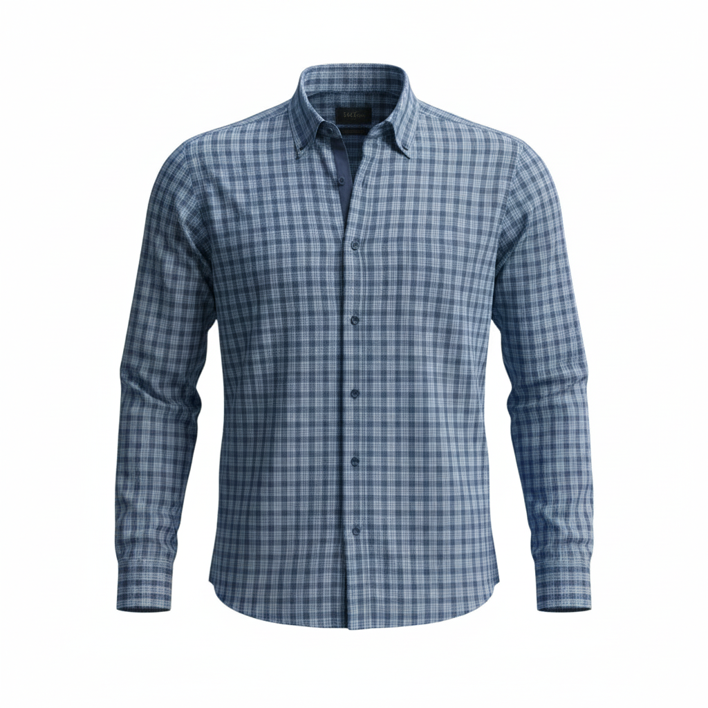 DG's Drifter Mens - Ivano Regular Long Sleeve Casual Shirt - Blue Check - Wildvine Clothing, Spalding, Lincolnshire