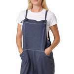Moda - Ladies - Bow Detail Stone Wash Cotton Dungaree - Denim - Wildvine Clothing, Spalding, Lincolnshire