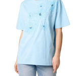 Wild Flower - Ladies - Floral Embellished T-Shirt - Blue - Wildvine Clothing, Spalding, Lincolnshire