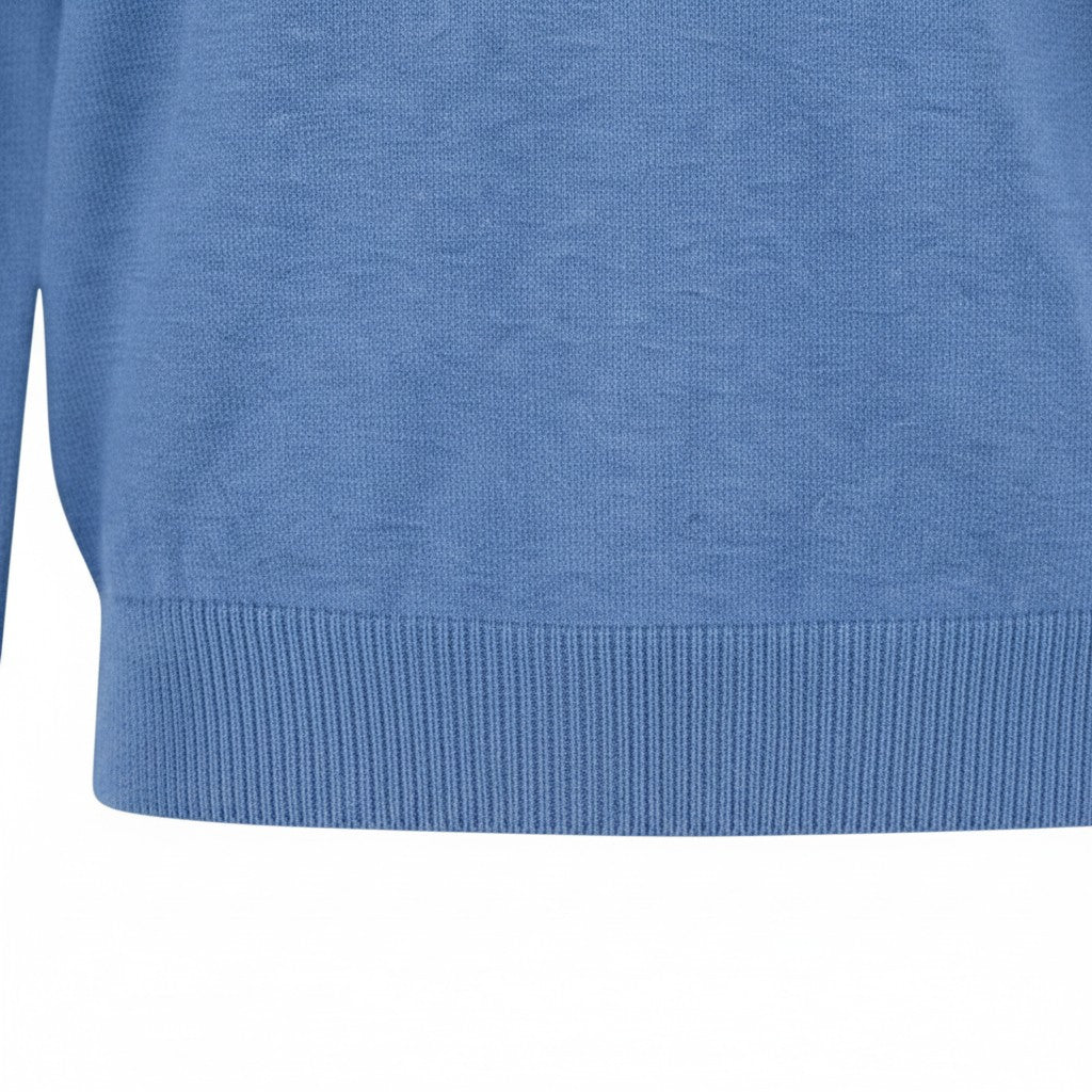 Fynch-Hatton - Mens Knitwear - Troyer-Zip, Superfine - Crystal Blue - Wildvine Clothing, Spalding, Lincolnshire