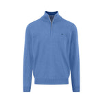 Fynch-Hatton - Mens Knitwear - Troyer-Zip, Superfine - Crystal Blue - Wildvine Clothing, Spalding, Lincolnshire