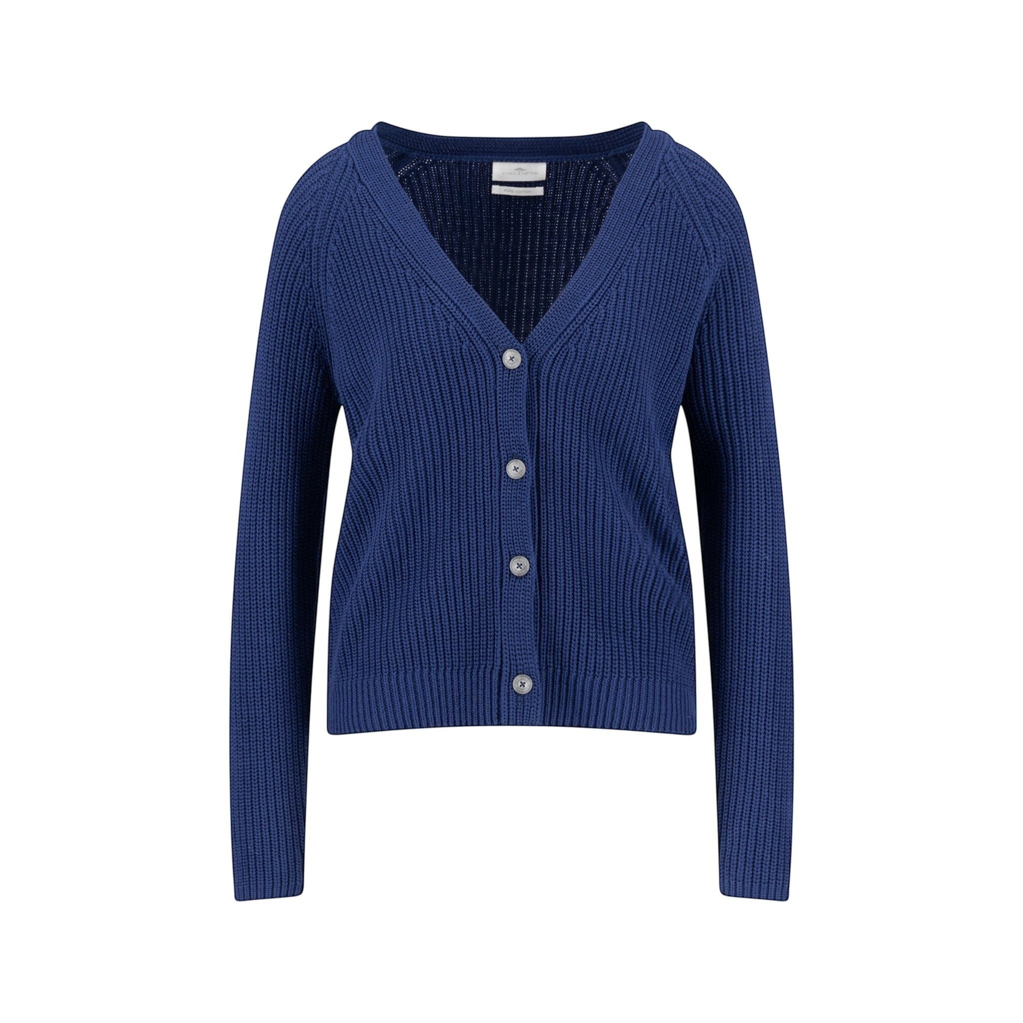 Fynch-Hatton - Ladies Cardigan Cotton - Blue 682 - Wildvine Clothing, Spalding, Lincolnshire
