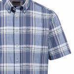 Fynch-Hatton Men's Regular Short Sleeve Casual Shirt - Slub Check – Horizon - Wildvine Clothing, Spalding, Lincolnshire