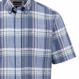 Fynch-Hatton Men's Regular Short Sleeve Casual Shirt - Slub Check – Horizon - Wildvine Clothing, Spalding, Lincolnshire